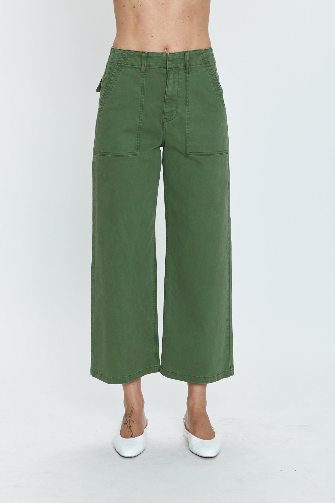 Sophia Wide Leg Utility Ankle - Basil
            
              Sale